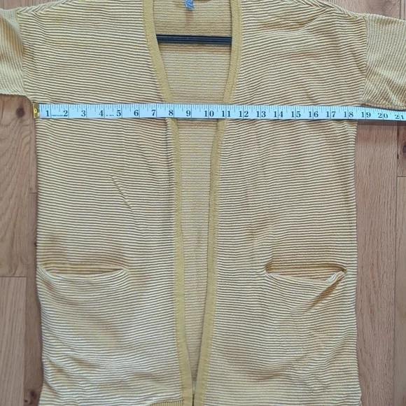 Marled Reunited. Open-Front Ribbed Cardigan In Yellow. Size XS. - Picture 7 of 9